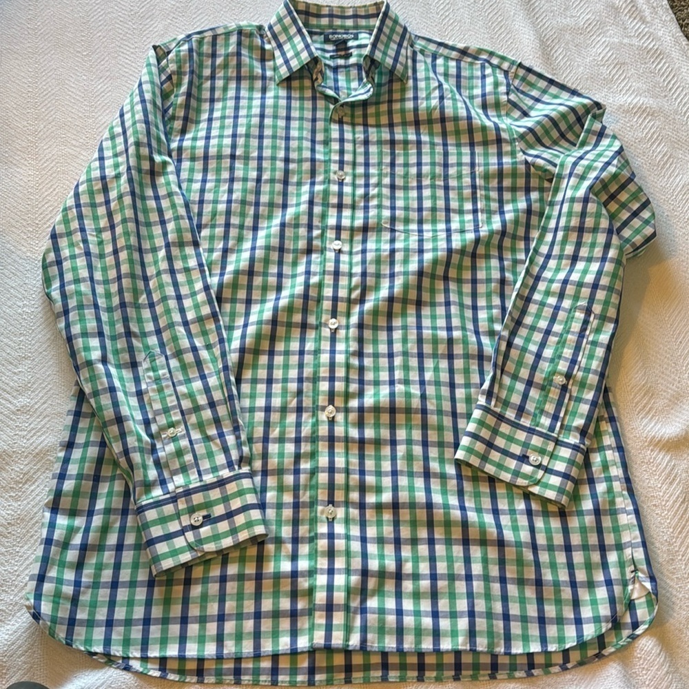 Bonobos Men’s Long Sleeve 100% Cotton Plaid Wrinkle Free Button Down Shirt